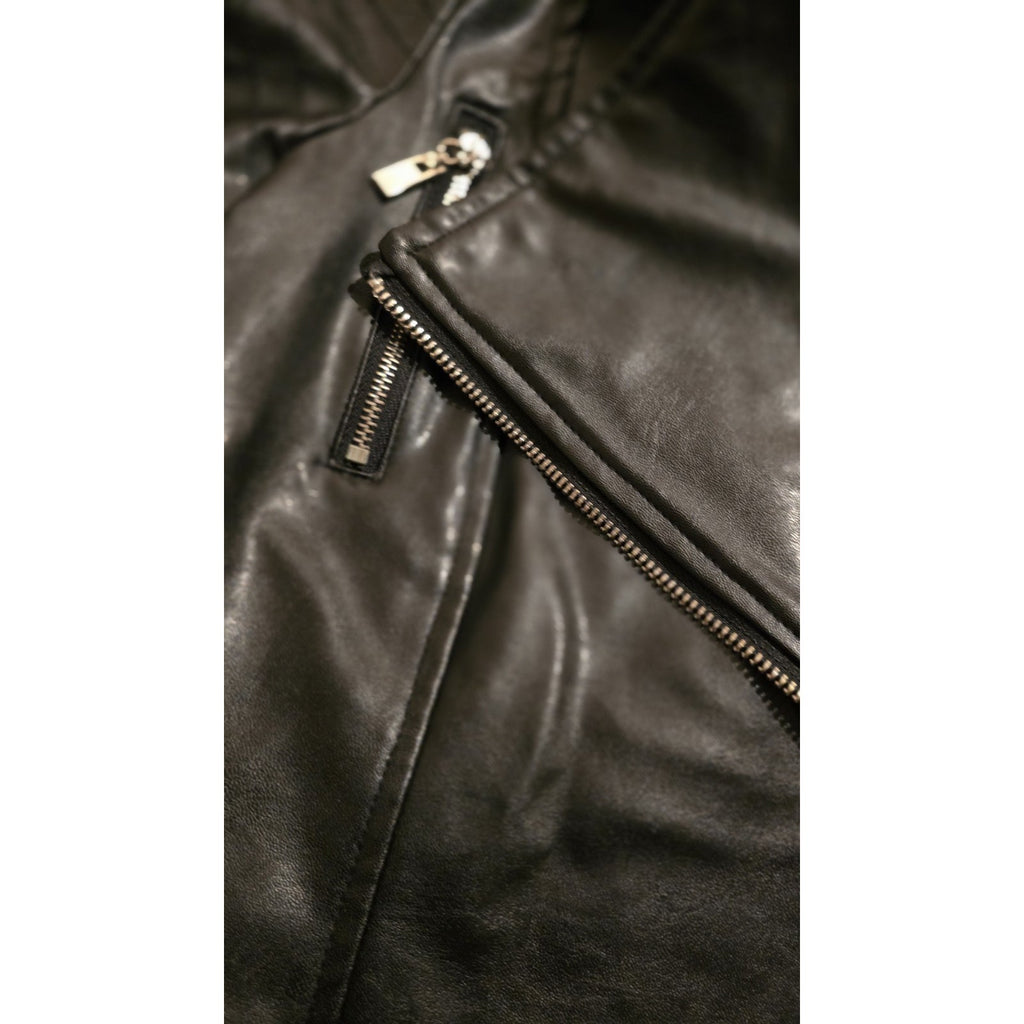 Y2k Fashion Nova Black Faux Leather Moto Biker Jacket – Women's Size S