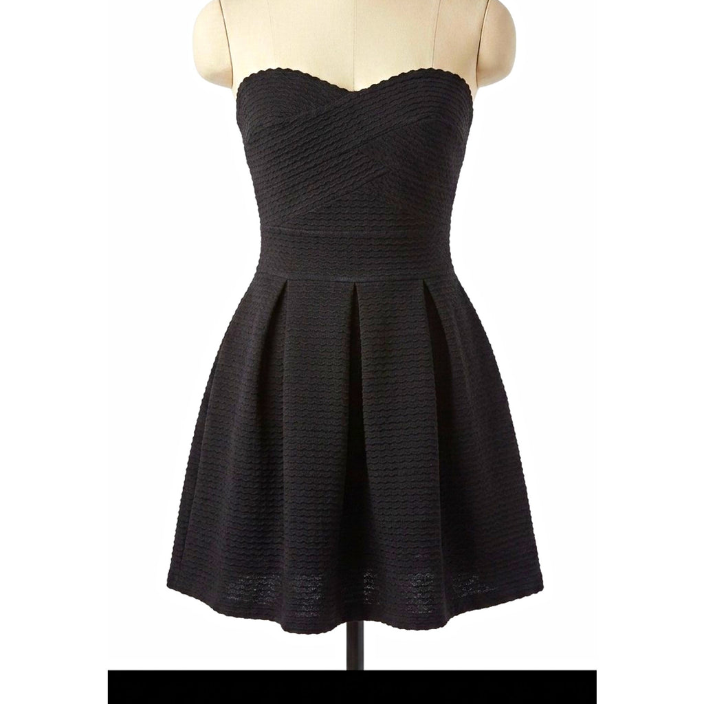 In Style Black Strapless Sweetheart Lace Fit & Flare Short Dress, Size S