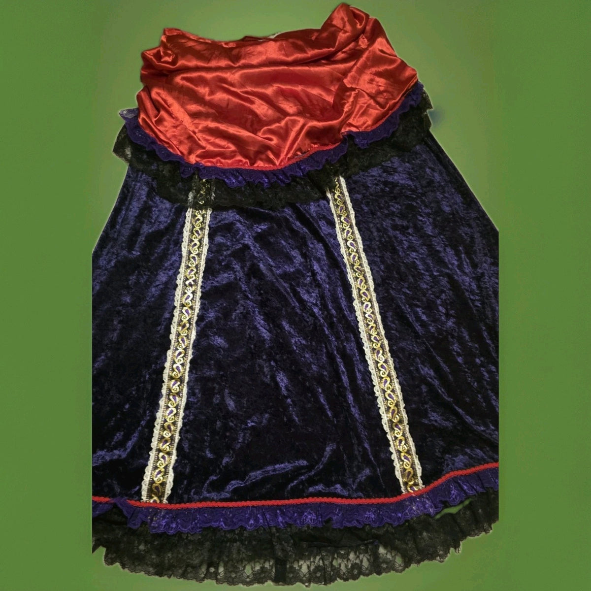 Vintage 90s Goth Victorian Steampunk Bustle Skirt Crimson Velvet Costume 32W