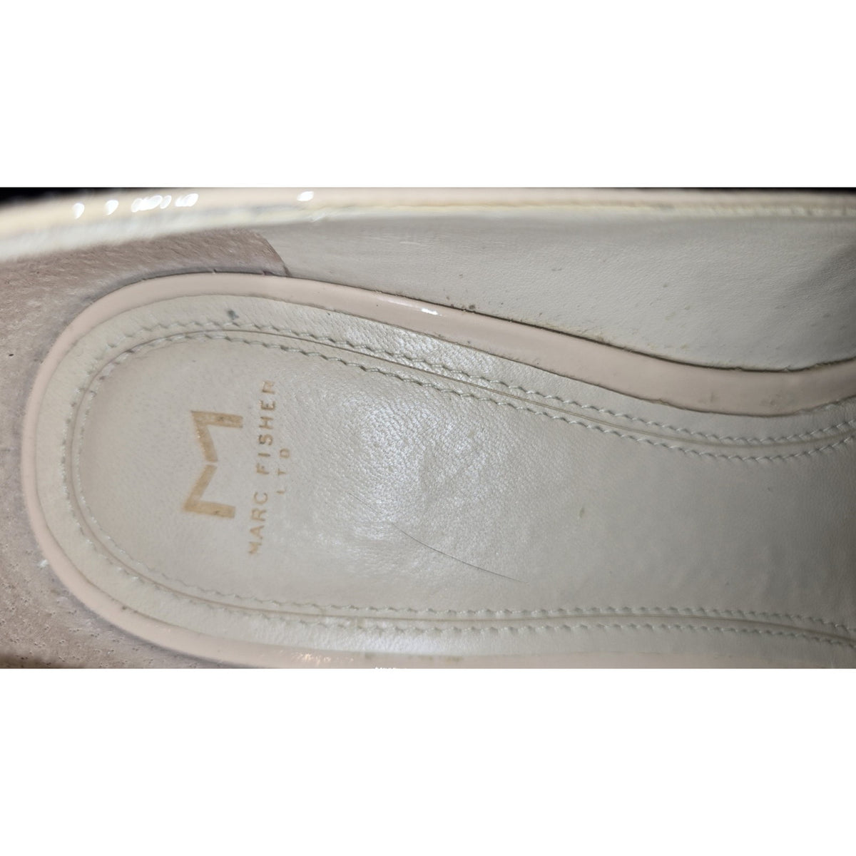 Marc Fisher LTD Zala Nude Patent/Leather Pointed Toe Block Heel Pumps Size 10M