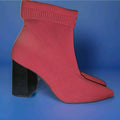 CHIC Abound Crimson Red Stretch Knit Sock Ankle Boots!