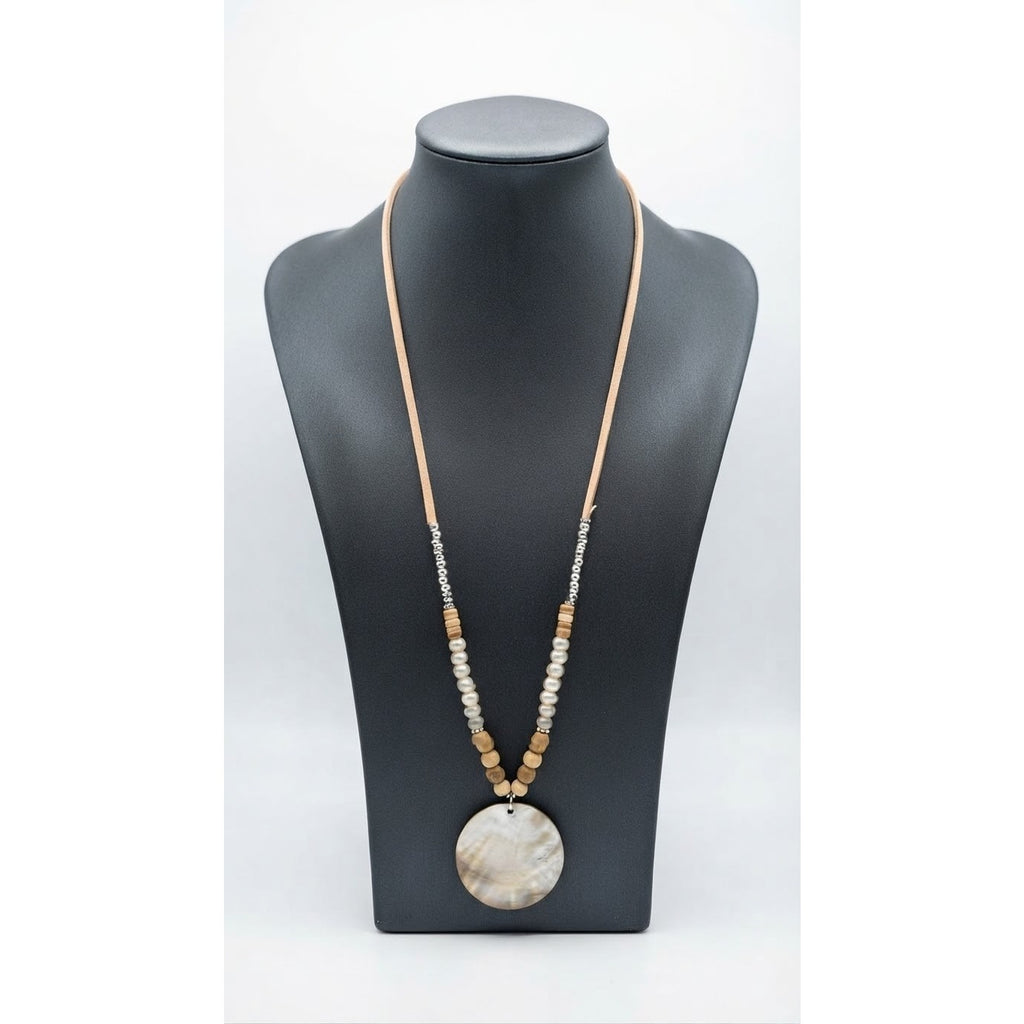 Authentic Tommy Bahama Mother of Pearl Shell Pendant Necklace - Resortwear Boho