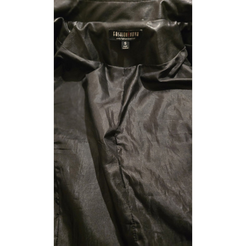 Y2k Fashion Nova Black Faux Leather Moto Biker Jacket – Women's Size S