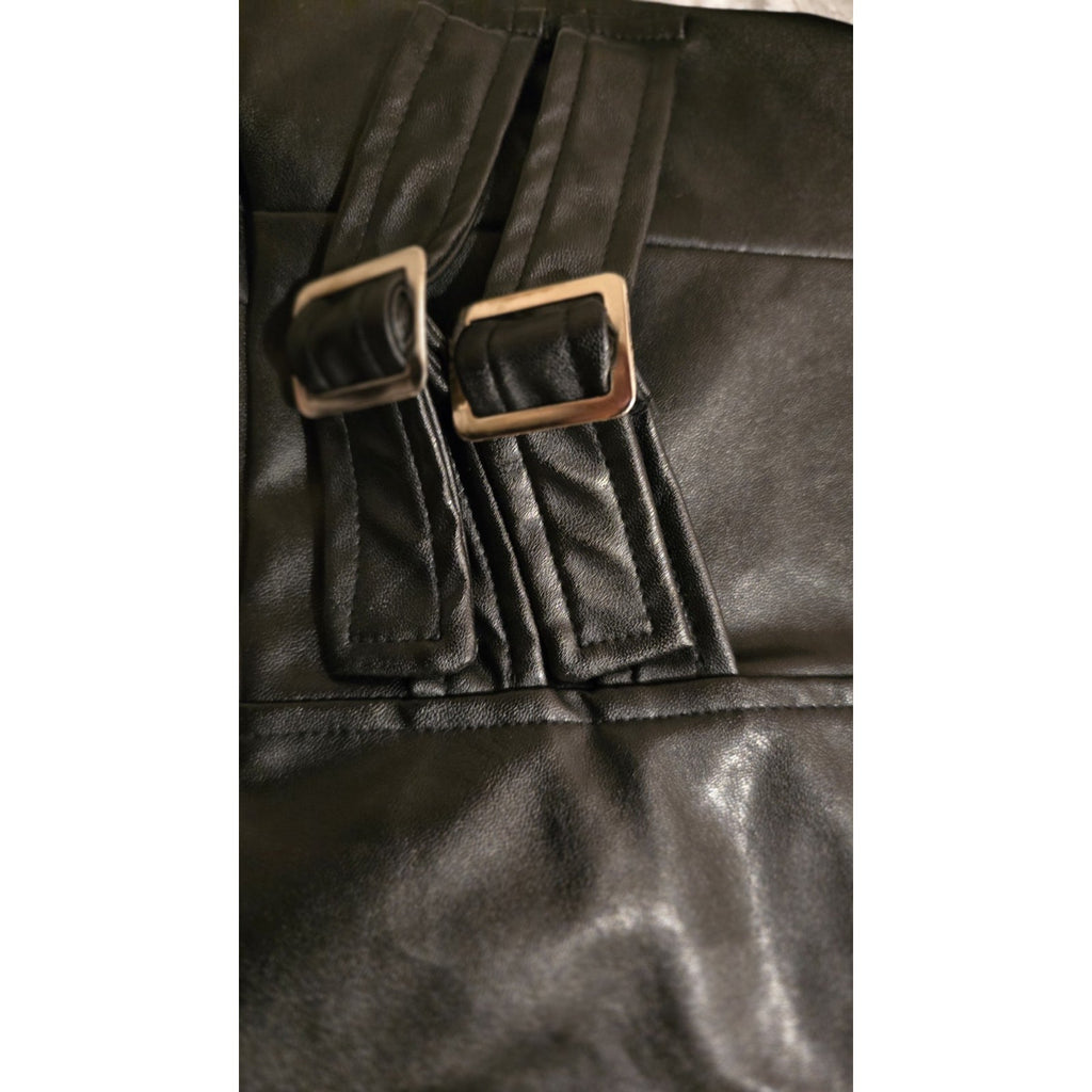 Y2k Fashion Nova Black Faux Leather Moto Biker Jacket – Women's Size S
