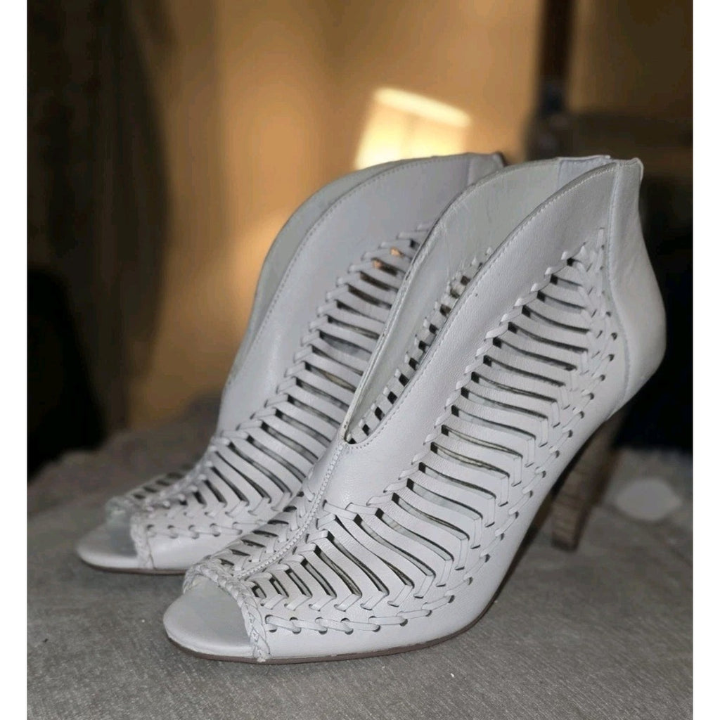Vince Camuto "Acha" Woven Leather Peep-Toe Booties!