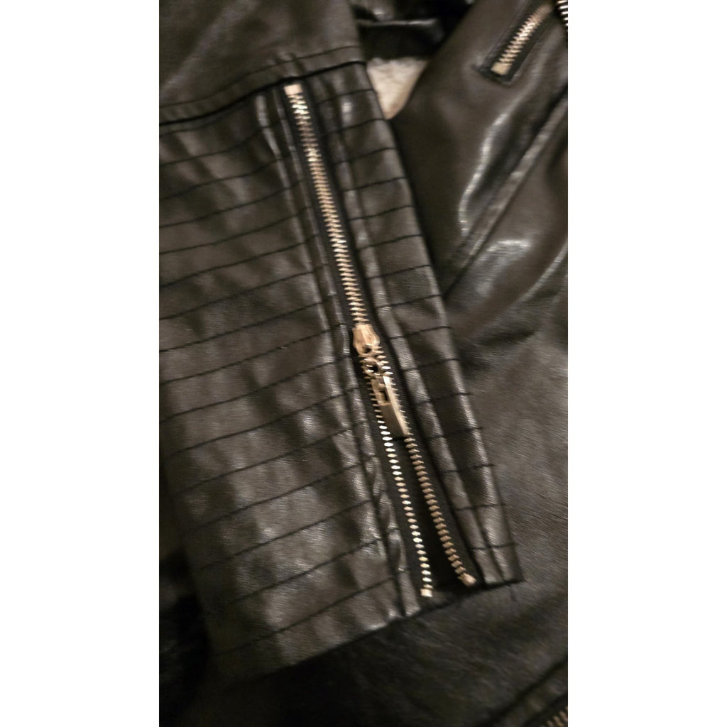 Y2k Fashion Nova Black Faux Leather Moto Biker Jacket – Women's Size S