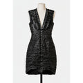 Nicole Miller Black Sleeveless V-Neck Ruched Bodycon Mini Dress, Size 4