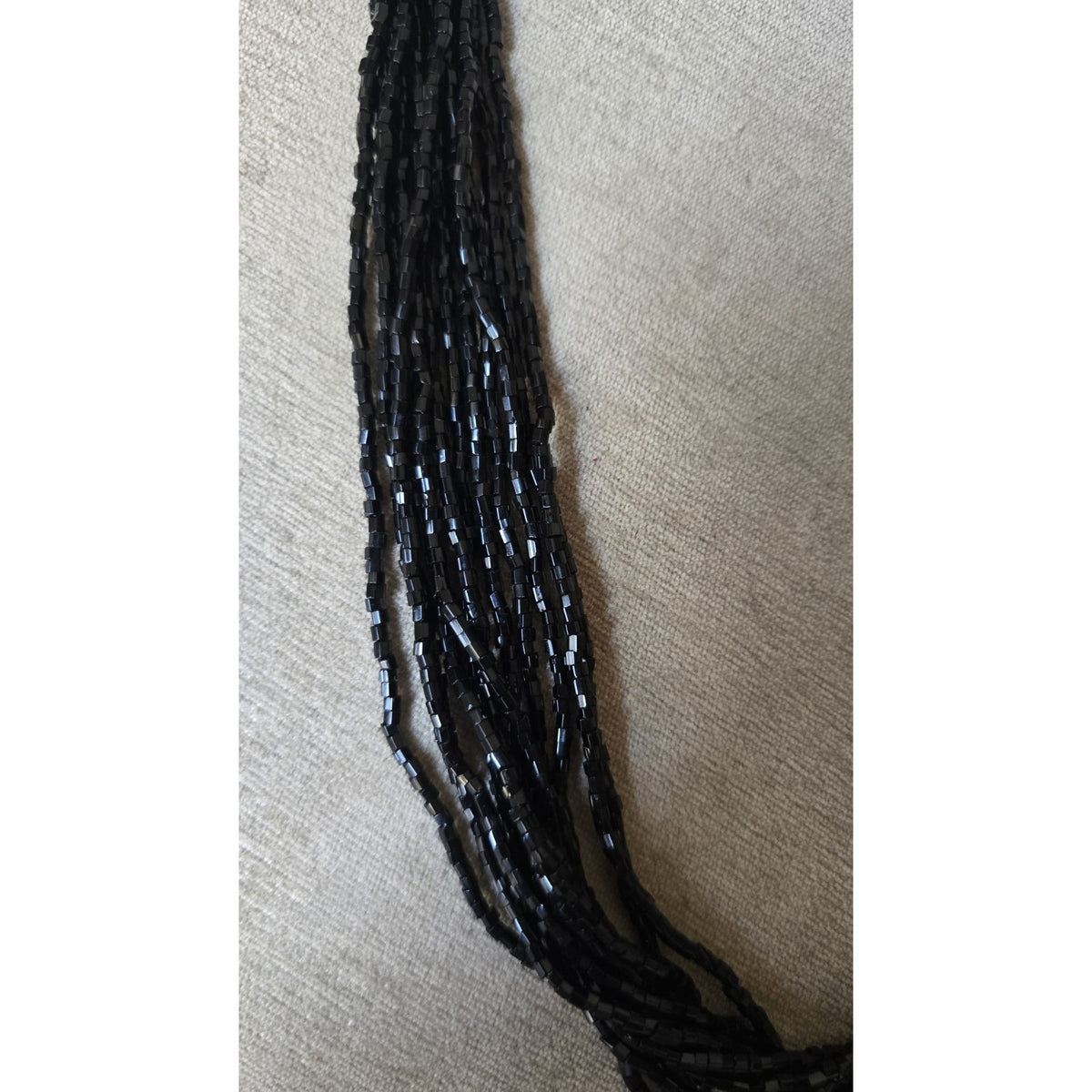 Stunning Vintage Multi-Strand Jet Black Bugle Bead Necklace
