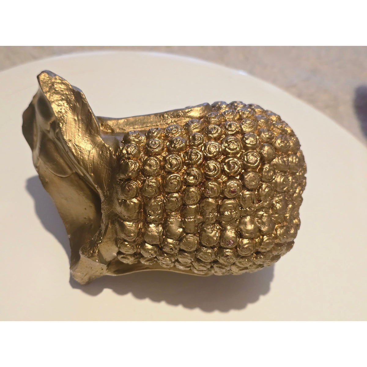 Vintage Style Faux-Distressed Gold Buddha Head Statue Heavy 2lb 5oz Zen Decor
