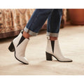 Marc Fisher LTD Kristie Leather Heeled Boots Ivory White Chelsea Bootie Great...