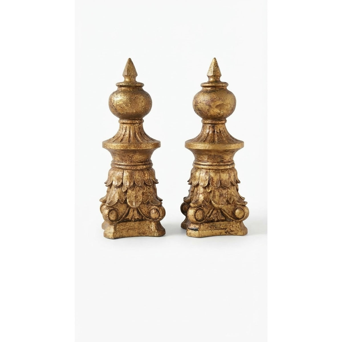 Vintage Southern Living at Home Innsbrook Gold Mantle Finials Pair Lrge 12"