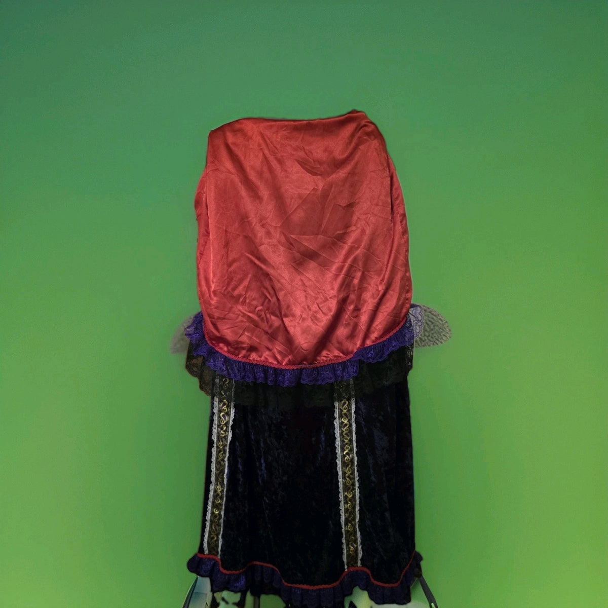 Vintage 90s Goth Victorian Steampunk Bustle Skirt Crimson Velvet Costume 32W