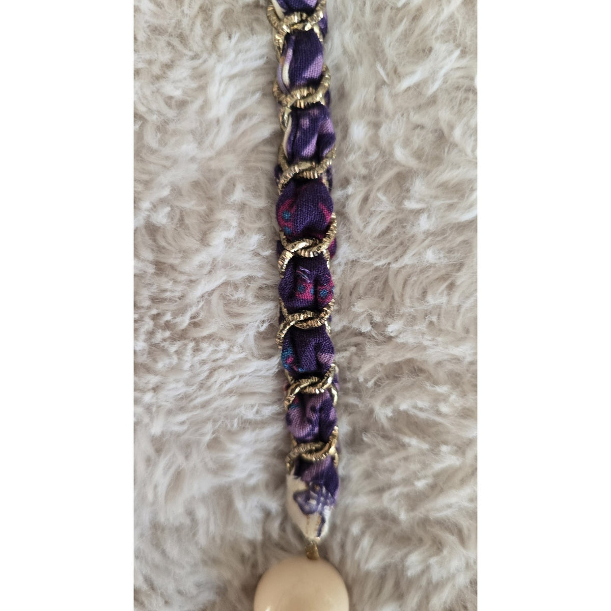 Artisan Statement Necklace Handcrafted Purple Boho Wood Bead Tassel Luxury