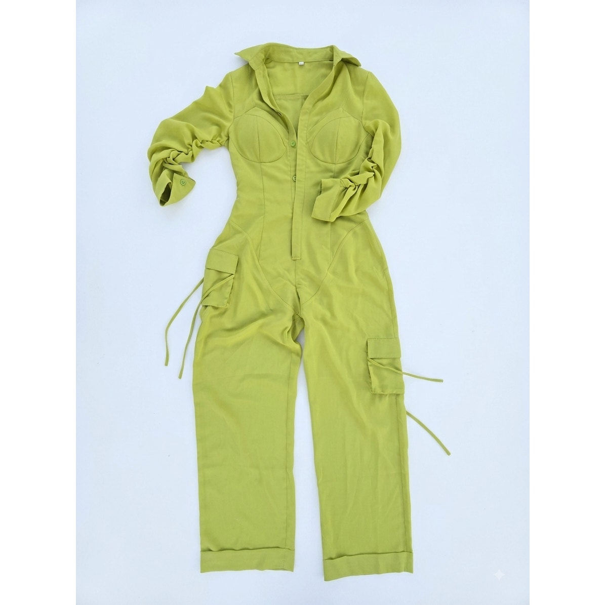 Contour Cargo Jumpsuit in Lime Green