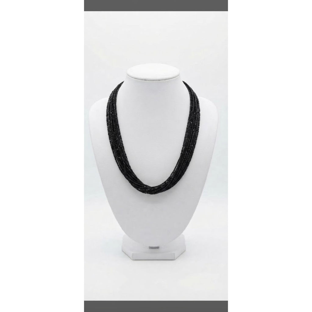 Stunning Vintage Multi-Strand Jet Black Bugle Bead Necklace