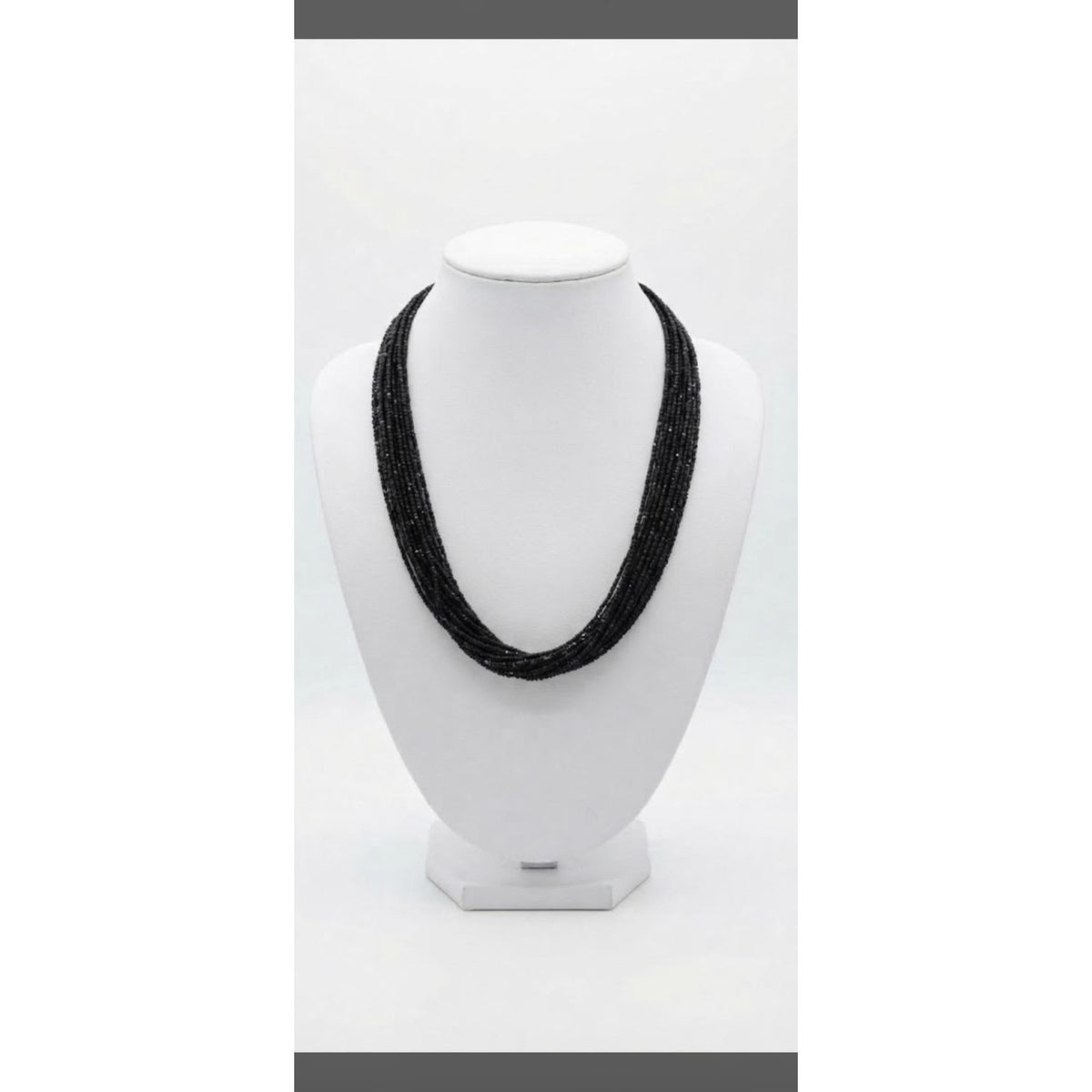 Stunning Vintage Multi-Strand Jet Black Bugle Bead Necklace