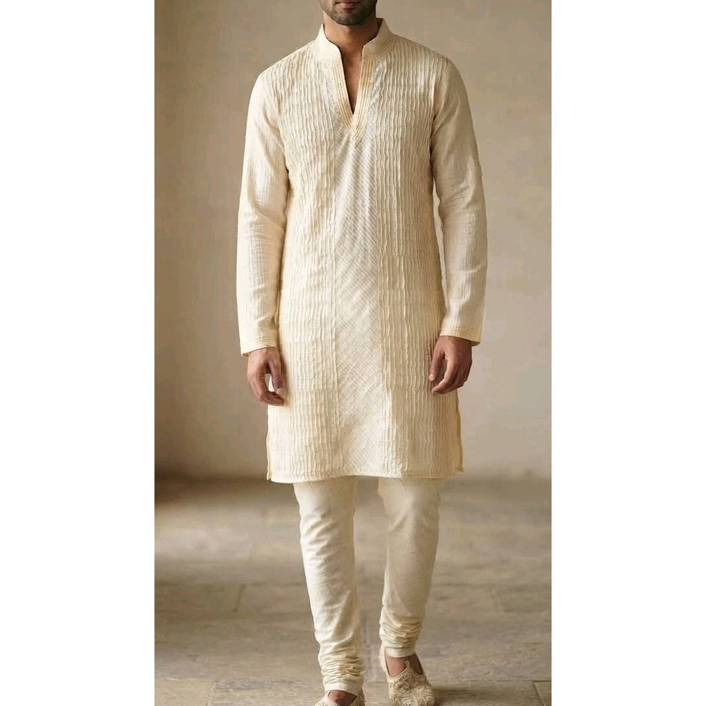 Vintage Y2K Men's Raw Silk Style Kurta Set – 2 Piece