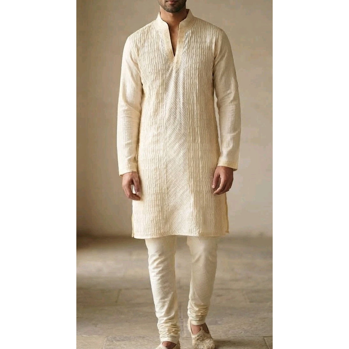 Vintage Y2K Men's Raw Silk Style Kurta Set – 2 Piece