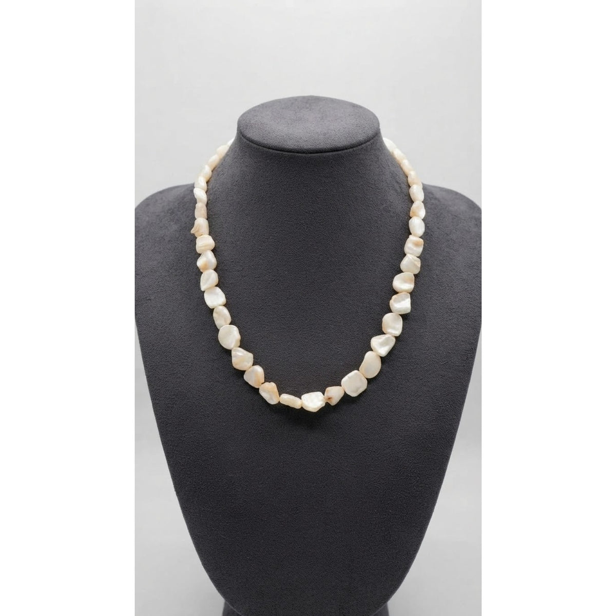 Vintage Chunky Mother of Pearl Nugget Necklace | Hand-Cut Luminous Boho Strand