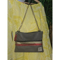 Title: Bare Soles Moccasins Genuine Leather Crossbody Bag with Metallic Stripes