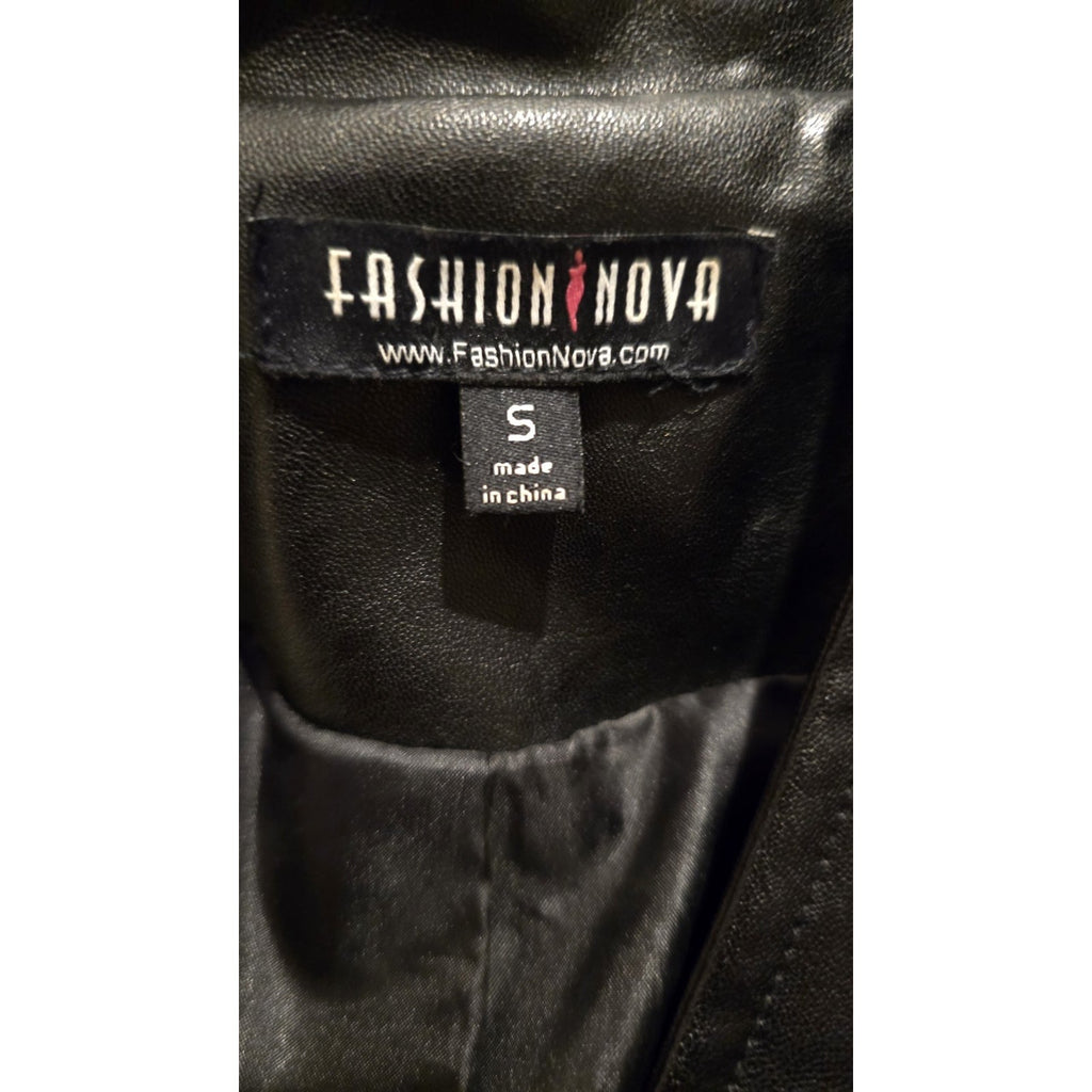 Y2k Fashion Nova Black Faux Leather Moto Biker Jacket – Women's Size S