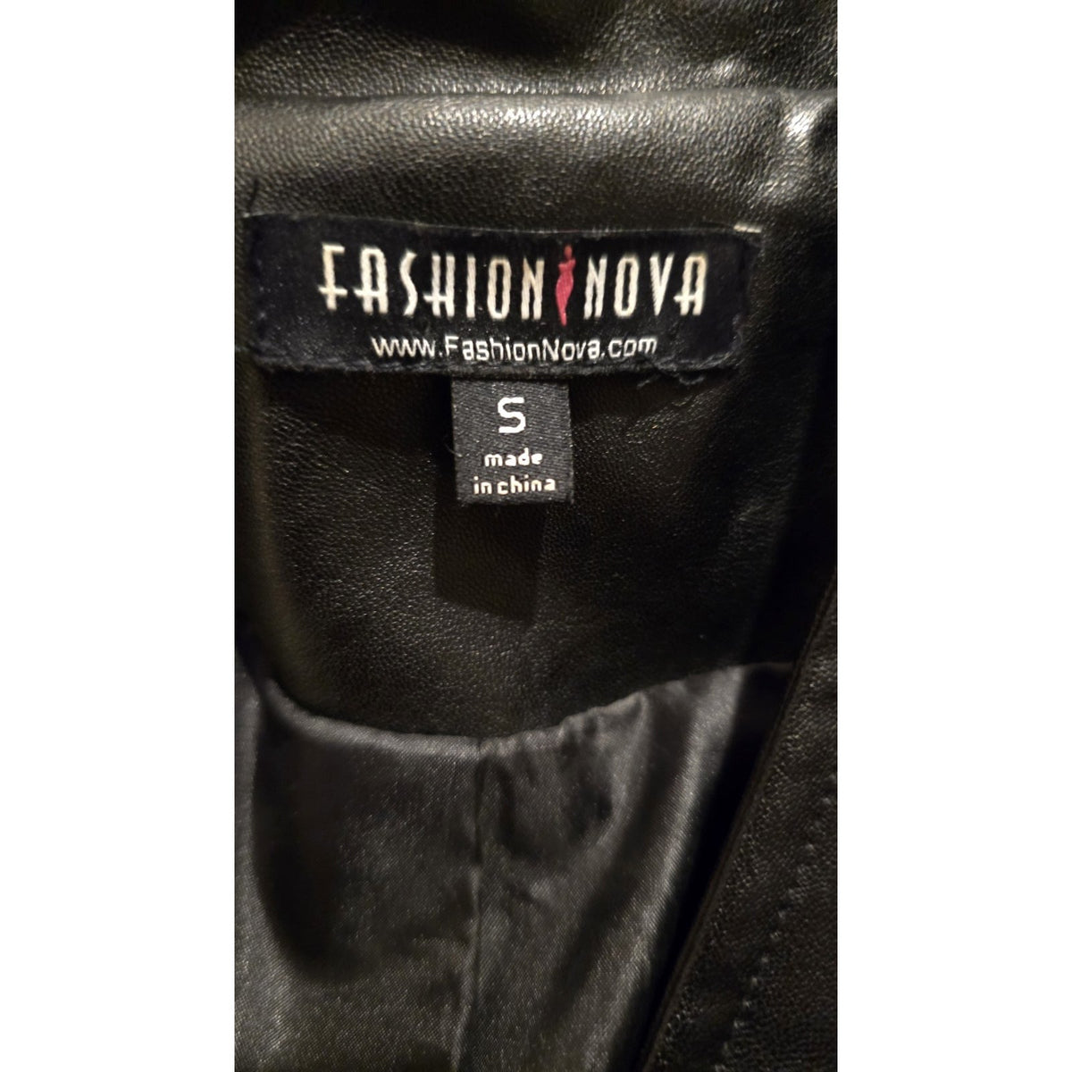 Y2k Fashion Nova Black Faux Leather Moto Biker Jacket – Women's Size S