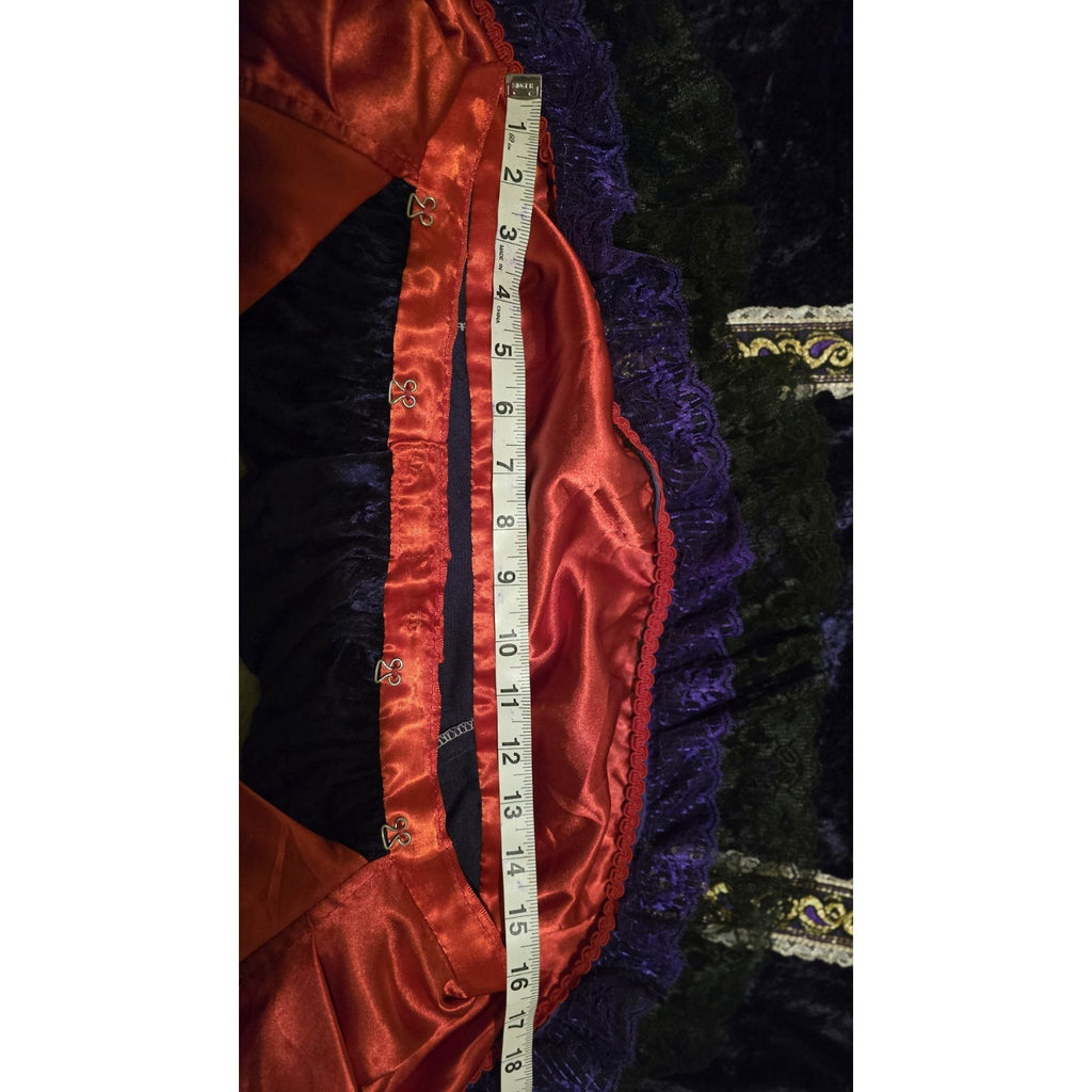 Vintage 90s Goth Victorian Steampunk Bustle Skirt Crimson Velvet Costume 32W